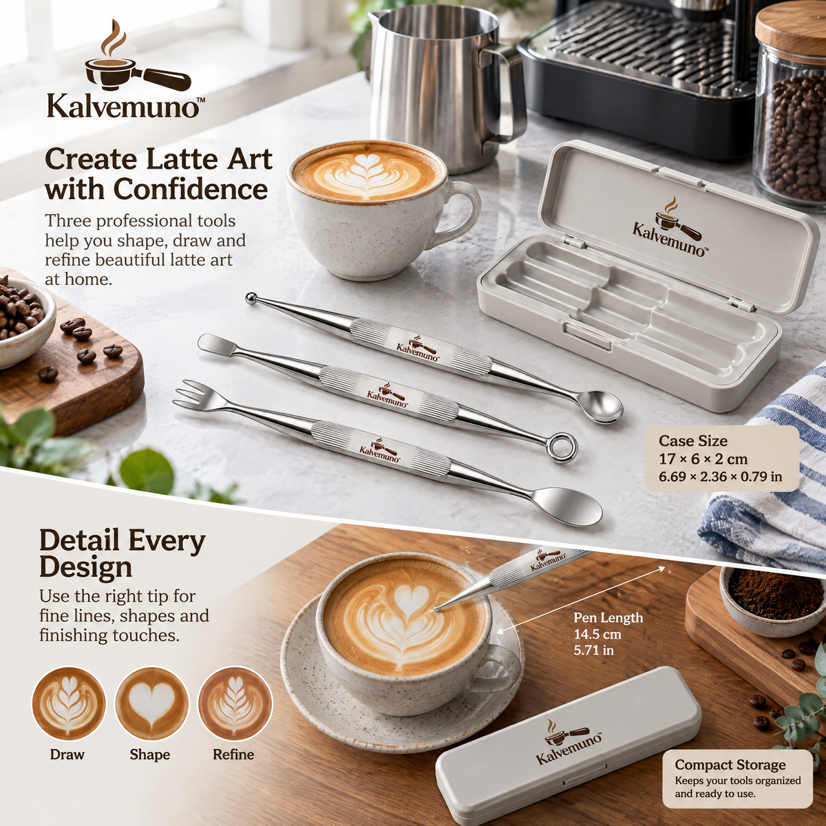 Kalvemuno™ – Latte Art Etching Pen Set