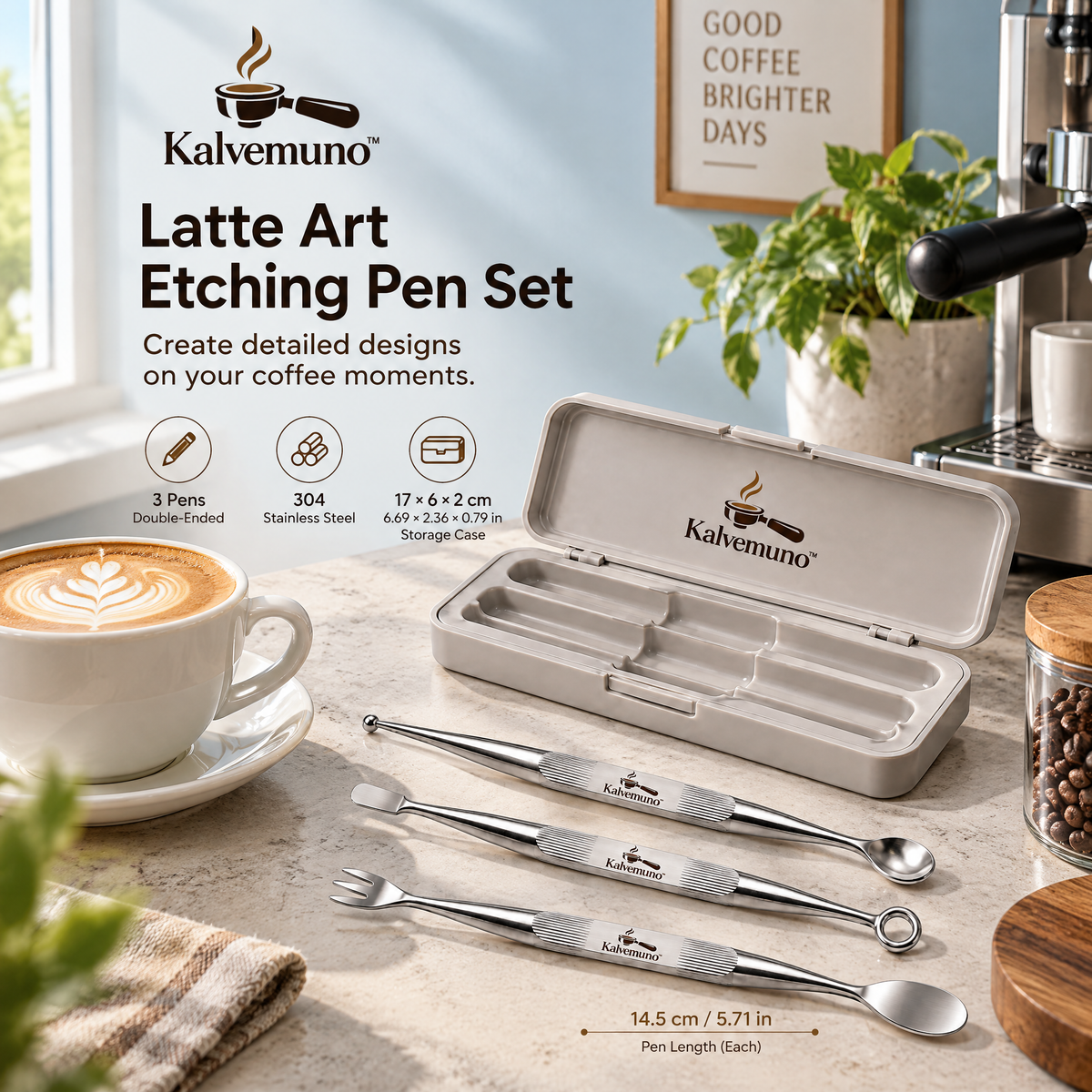 Kalvemuno™ – Latte Art Etching Pen Set