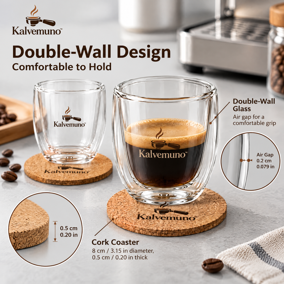 Kalvemuno™ – Double-Wall Espresso Glass Set