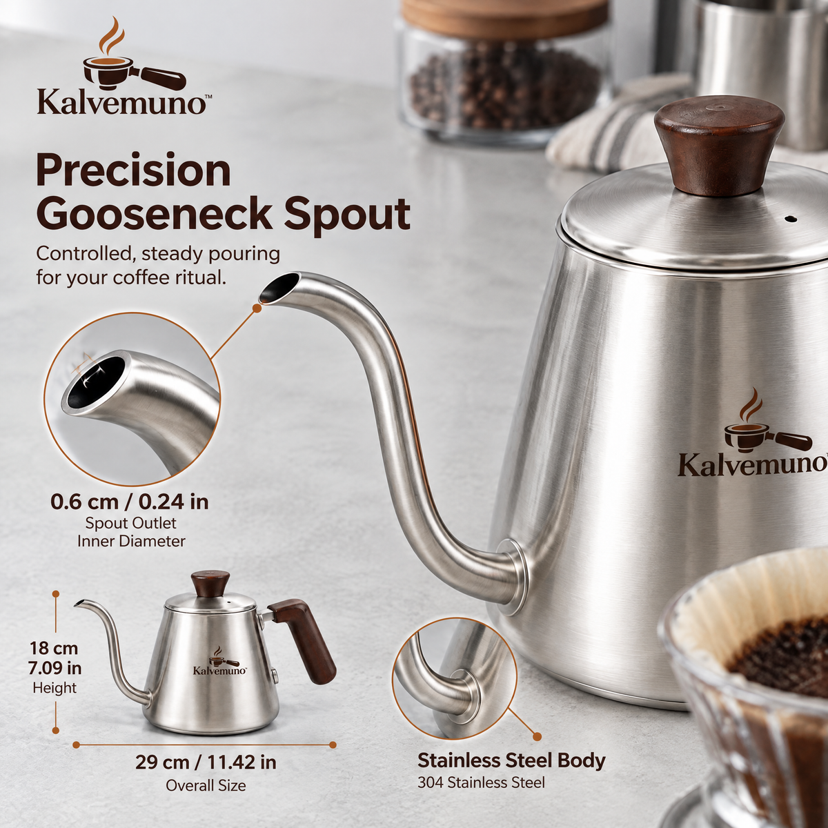 Kalvemuno™ – Gooseneck Pour-Over Kettle