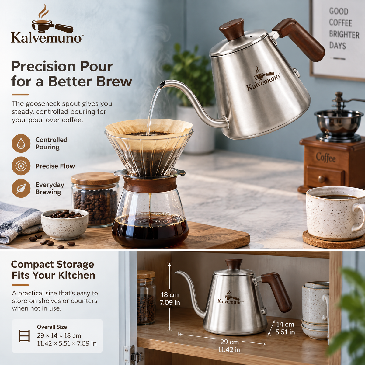 Kalvemuno™ – Gooseneck Pour-Over Kettle