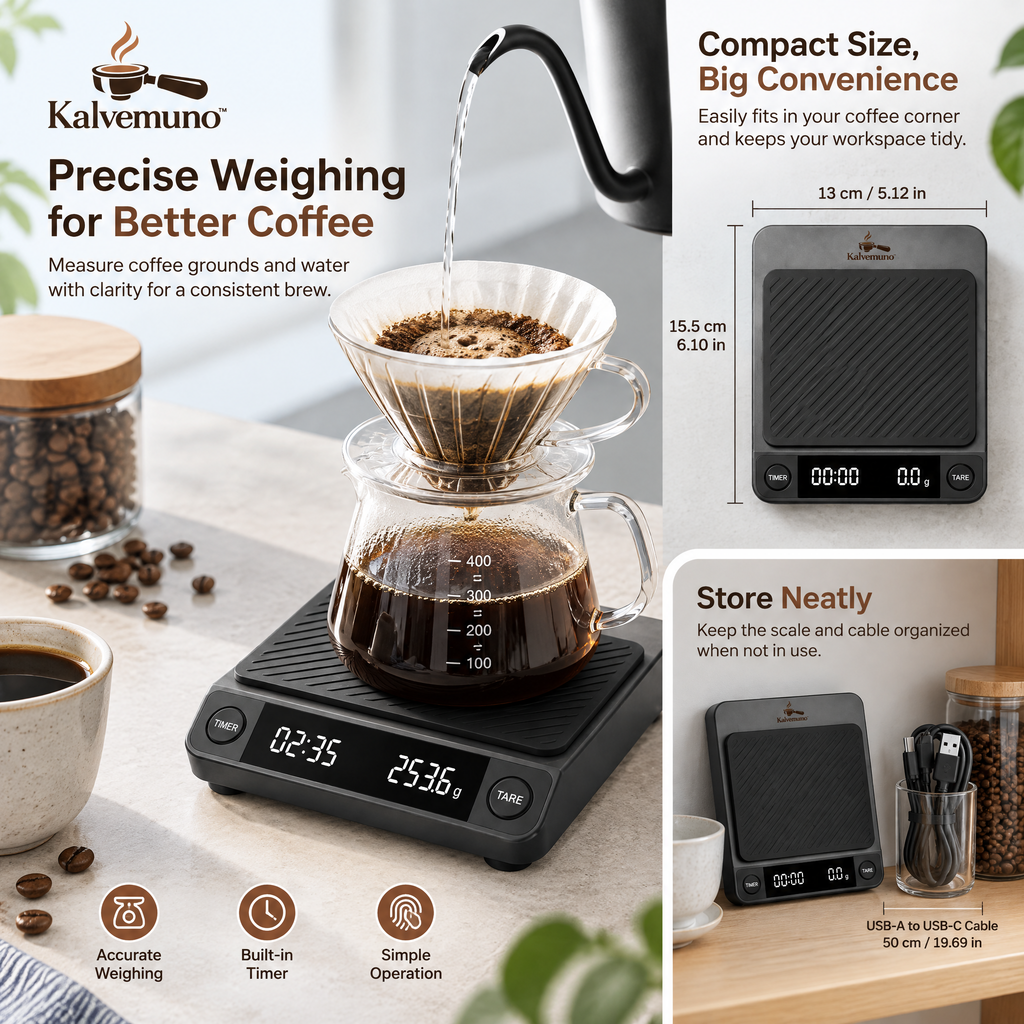 Kalvemuno™ – Digital Coffee Brewing Scale