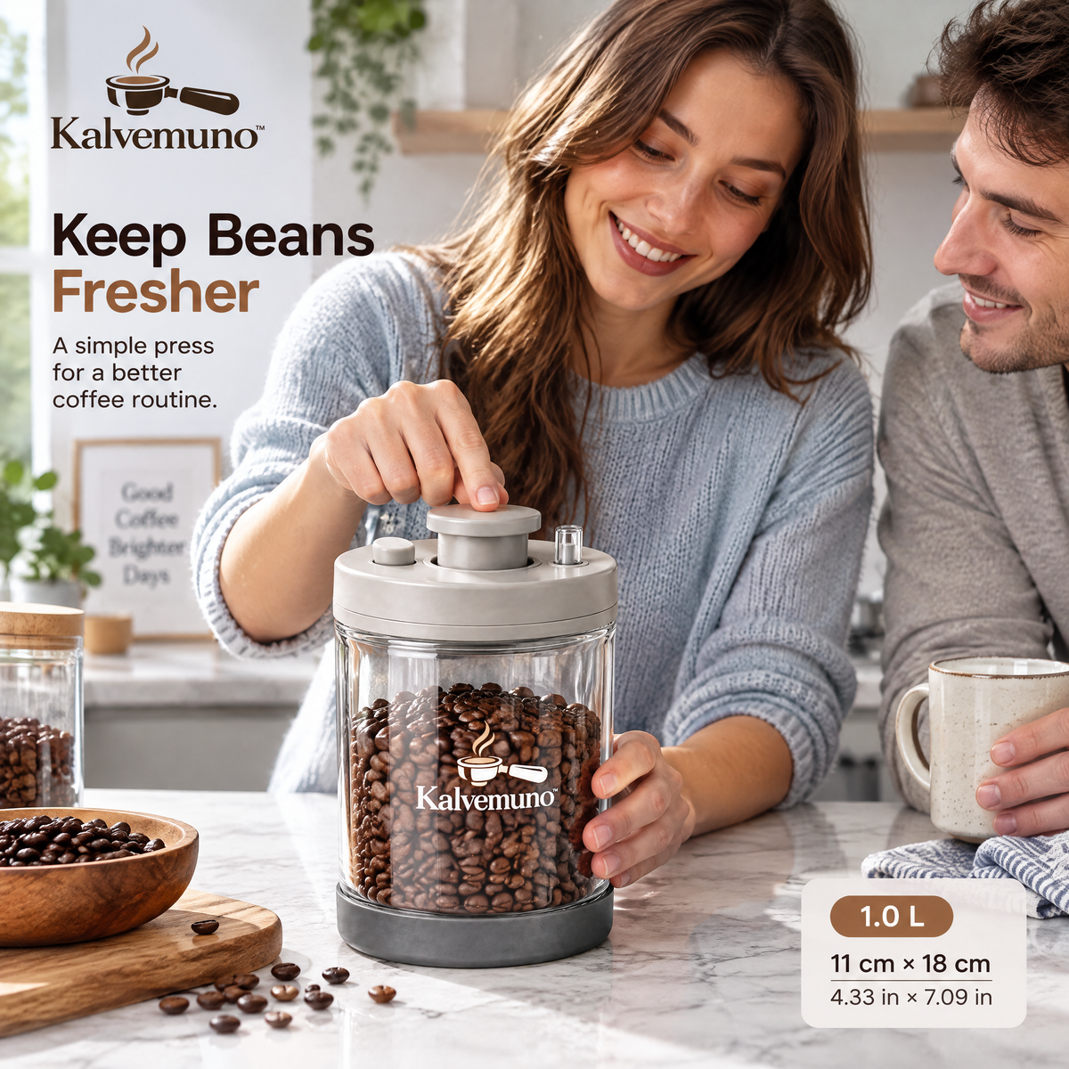 Kalvemuno™ – Vacuum Coffee Bean Canister