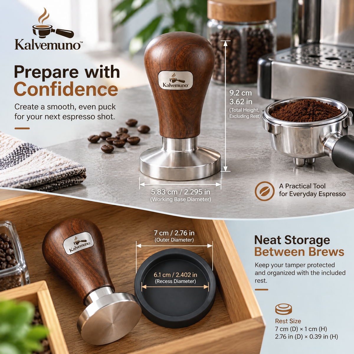 Kalvemuno™ – Precision Espresso Tamper
