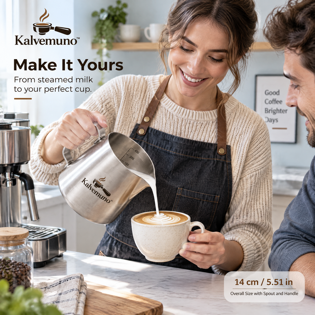 Kalvemuno™ – Stainless Steel Milk Frothing Pitcher