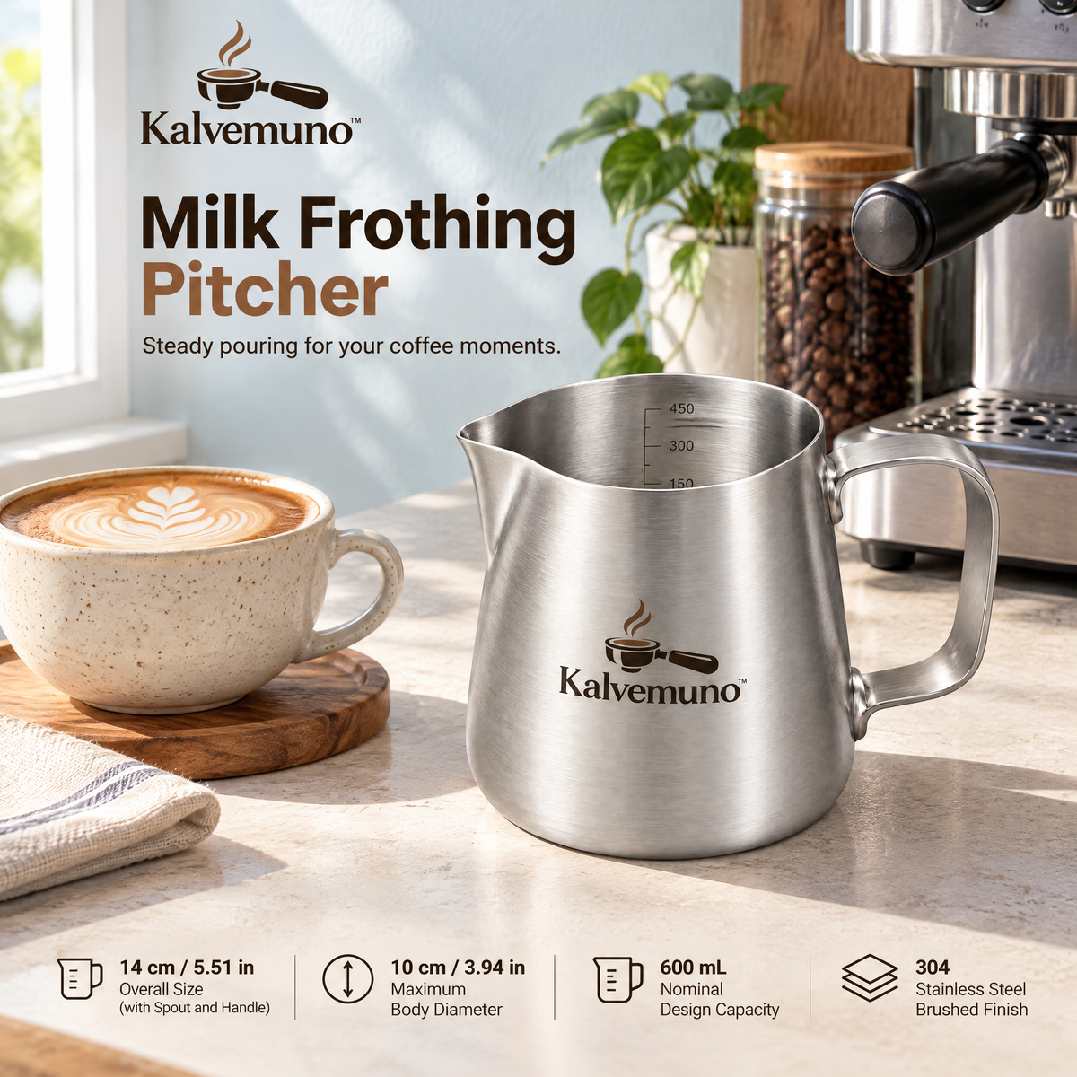 Kalvemuno™ – Stainless Steel Milk Frothing Pitcher